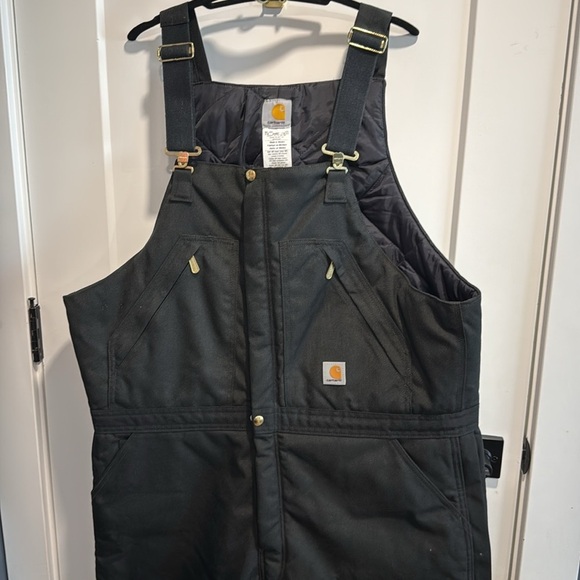 CARHARTT Extremes Arctic Biberall Bib Overalls Black 40 x 32 Excellent - Picture 2 of 9